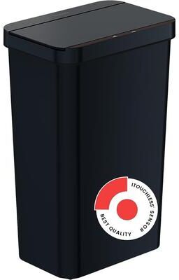 iTouchless 13.2 Gal Prime Black Plastic Sensor Kitchen Trash Can