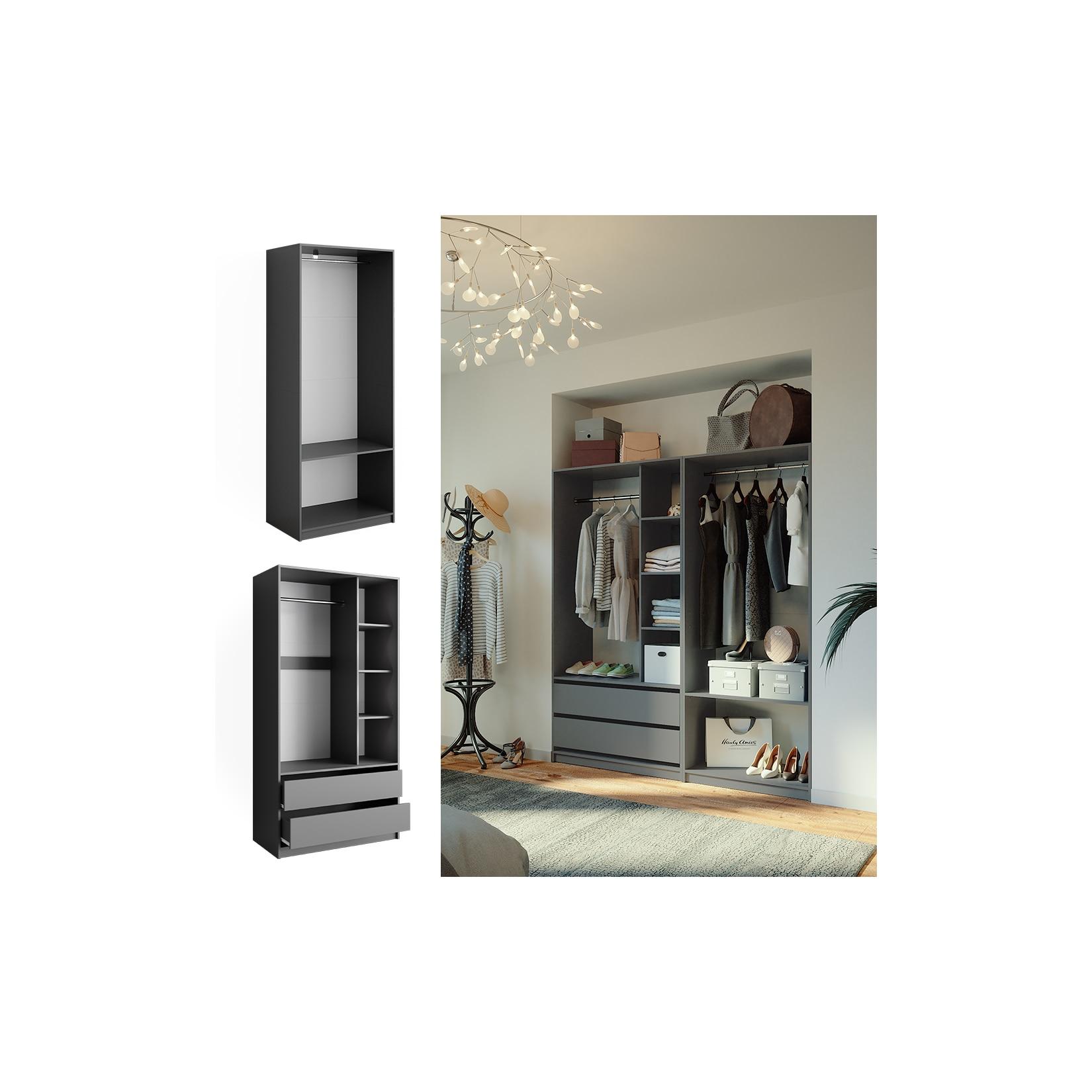 Vicco Kleiderschrank Elmo Anthrazit 80 x 200 cm Set mit 2 Teile