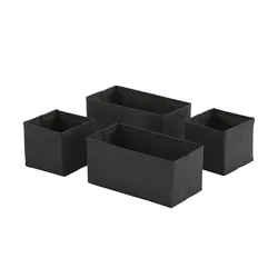Aufbewahrungskorb  4er Set   , schwarz , Polyester,Karton , Maße (cm): B: 28 H: 13