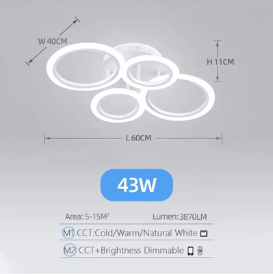 Inspire Essentials Modern LED Chandelier Ring Ceiling Light For Living Room And Bedroom 4 Lights