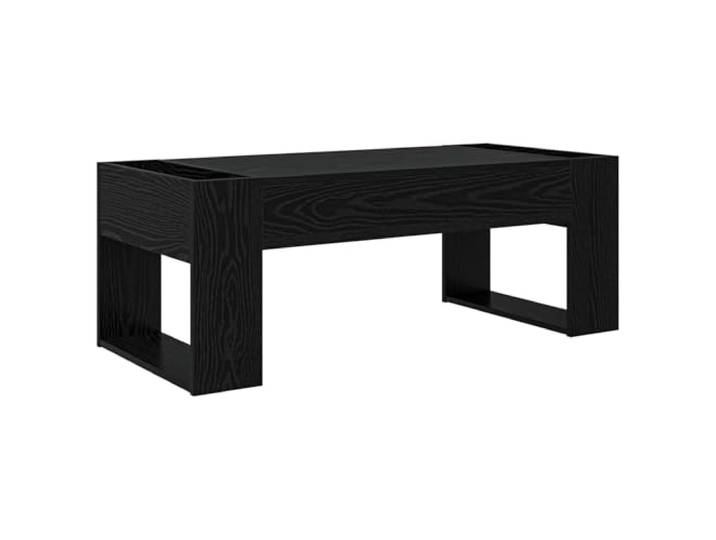 XHNIFBN Couchtisch Schwarz Eichen-Optik 110 x 50 x 41 cm Holzwerkstoff Moderner Wohnzimmertisch mit 2 offenen Fächern für Getränke und Zeitschriften, feucht abwischbar und pflegeleicht.