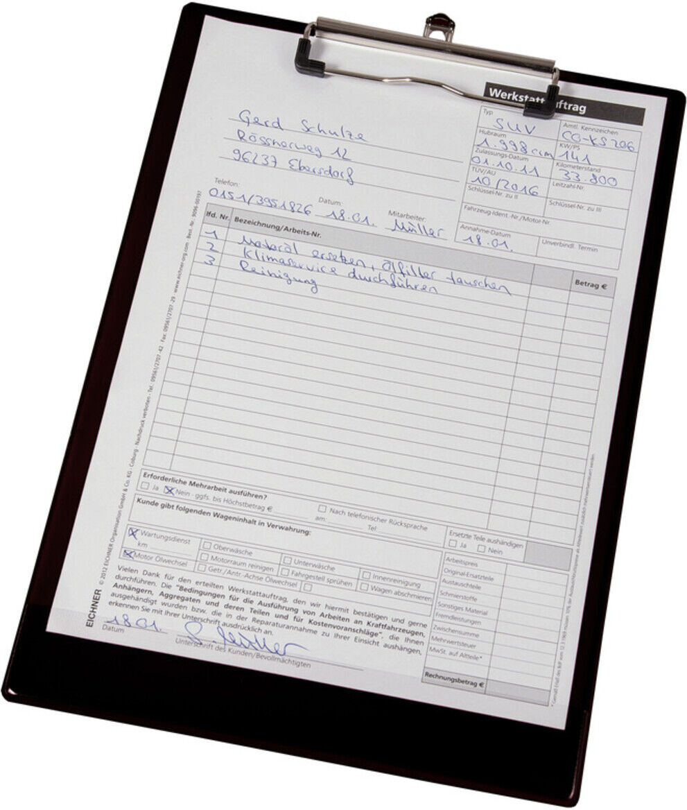 Eichner PVC-Klemmbretter schwarz, 232 x 338 mm 5 St. (9015-00533)