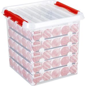 Sunware Aufbewahrungsbox Q-Line 81311605, 38Liter, für 125 Weihnachtskugeln, mit Einsätzen, 40x40x40cm