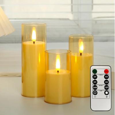 Uplift Treasures LED Acrylic Flameless Candle Set With Remote And Timer 3pcs warm