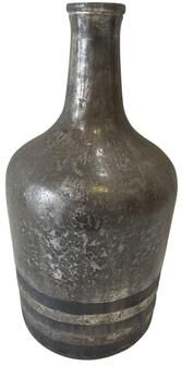 BIDK Home "Decor Silver Glass Bottle/Vase Dia 7.5"" & H 14.5"" - LUSTER SILVER ETCHIN - LUSTER SILVER ETCHIN"