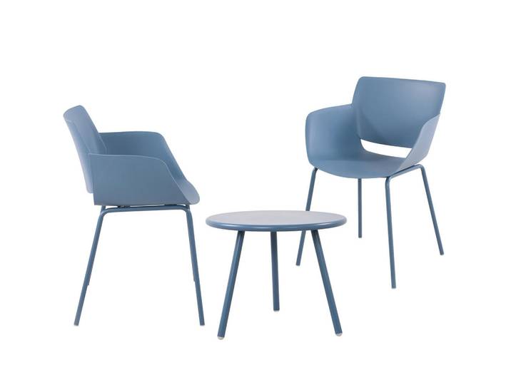 CLP Gartensitzgruppe Kunststoff blau, Blau, 3-teilig, Gartenmöbel, Gartengarnituren, Gartenmöbel-Sets