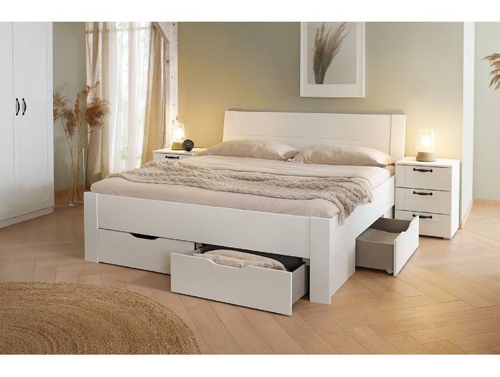 Bett Set Cottage , mit Schubkästen , alpinweiß , verschiedene Größen