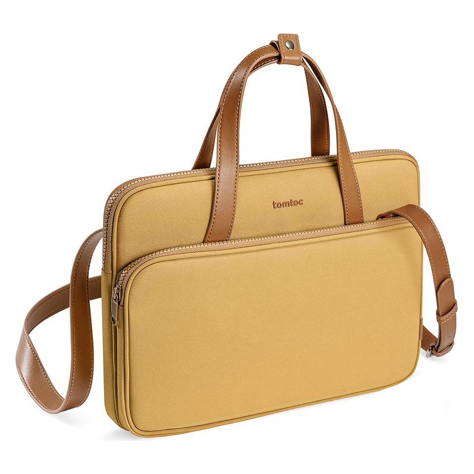 tomtoc - Laptop Shoulder Bag (A12D3Y1) - with Water-Resistant Fabric and Corner Armor, 14" - Yellow (14", Apple) (H22C1Y1)