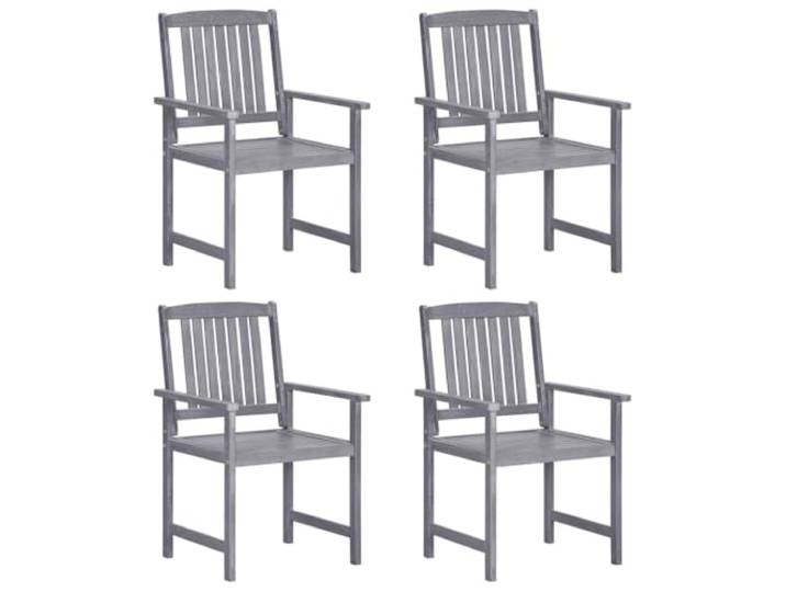 DYRJDJWIDHW Massives Akazienholz wetterbeständig grau lackiert 4 Stück Gartenstühle 4er Set Massivholz Akazie Grau Balkon Terrasse Stapelbar Sitzgruppe Wetterfest