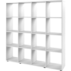 Vicco Bücherregal Karree, weiß, aus Holz, 16 Fächer, 138,5 x 142,5 x 29cm