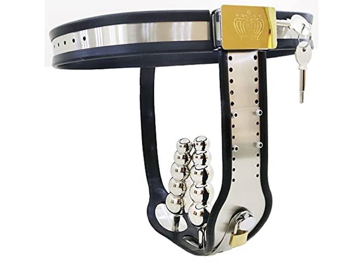 ZWBHSH Keuschheitsgürtel Für Damen Mit Vaginalplug Und Anal Plug Edelstahl Keuschheitsgürtel Sexspielzeug Set Sm Bondage Fetisch Sex Toyset Für Frauen Extrem Party Sex Spielzeug,Schwarz,100/110cm