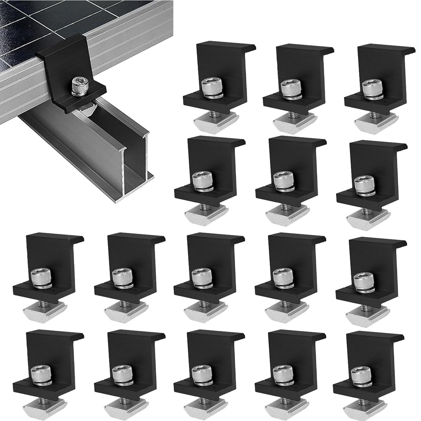 Dripio 16 Zonnepaneel-eindklemmen met Z-beugel, 30 mm, Montageset