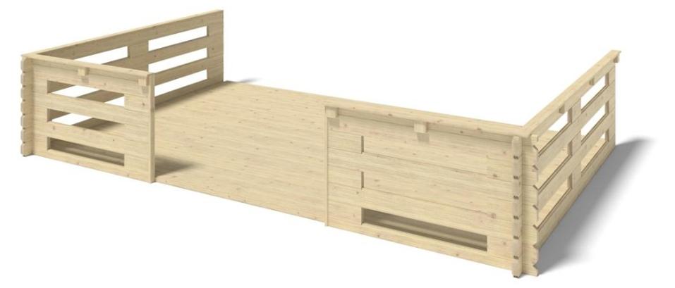 Veranda zum Gartenhaus 5x3m - Farbe Holz