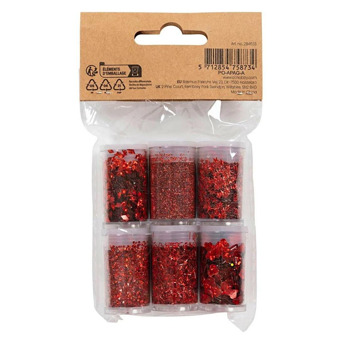 Creativ Company Glitzerset Rot, 6 x 5 g (284633)