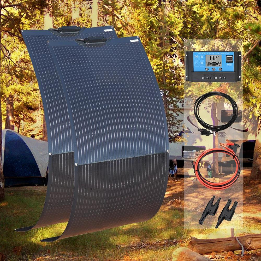 Selius Zonnepanelen Set - 2 Stuks Flexibele Monokristallijne Zonnepanelen - Totaal 300W - 12V - Voor Boot en Camper