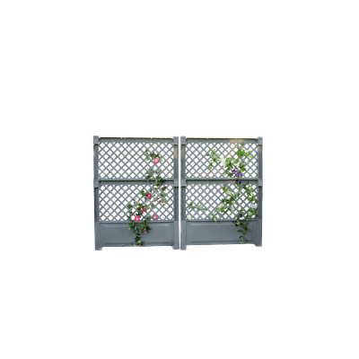 Spalier KHW, grau, B:200cm H:140cm T:6cm, Kunststoff, Rankhilfen, 2er-Set mit Erdspießen, BxTxH: 100x6x140 cm