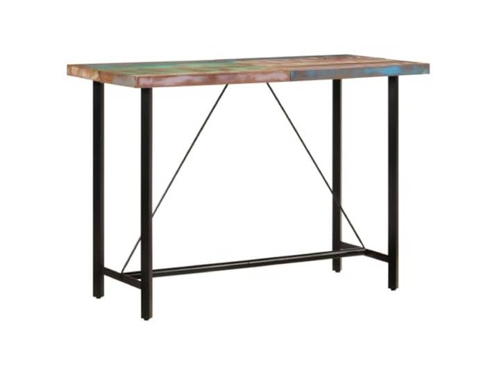 Fisinber Bartisch 150x70x107 cm Altholz Massiv Eisen Stehtisch Rustikaler Stehtisch aus echtem Altholz mit schwarzem Eisengestell für Küche, Esszimmer, Garten und Barbereich.
