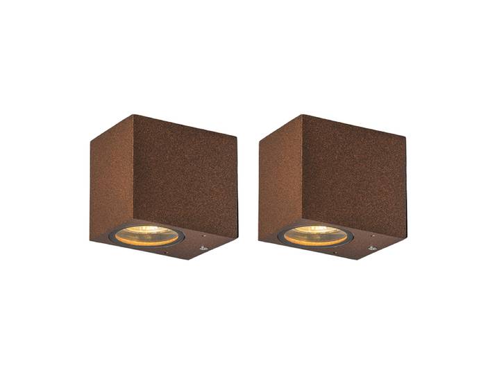 Lot de 2 appliques murales industrielles brun rouille IP44 -