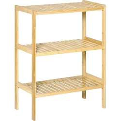 BADREGAL Standregal mit 3 Ebenen, Bambusregal, Küchenregal, für Bad, Küche