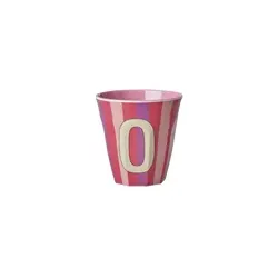 RICE Melamin Buchstabenbecher gestreift, O, Pink