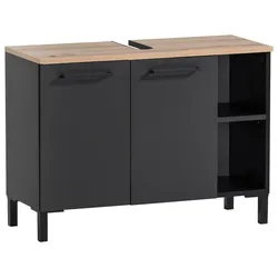 Waschbeckenunterschrank Malte Schwarz/Eiche Artisan