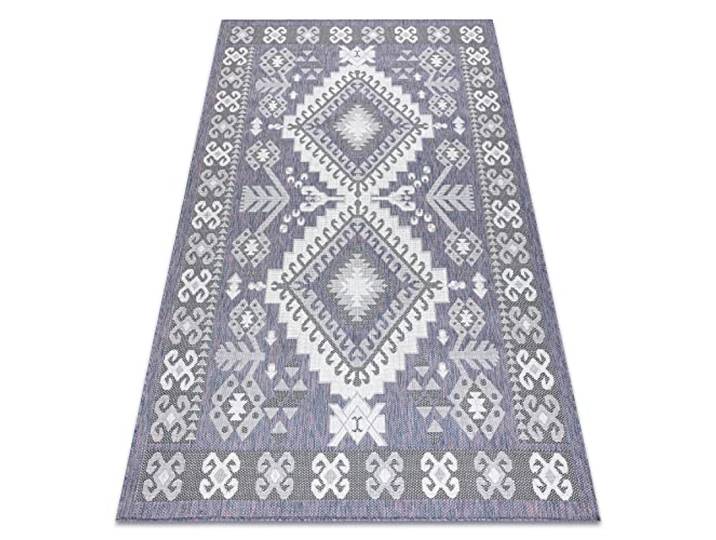rugsx Teppich SISAL SION innen & außen, flach gewebt, für Zimmer, Küche, Terrasse und Balkon, aztekisch Flach gewebt blau/rosa/Ecru 180x270 cm