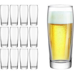 Pasabahce Biergläser Willy, mit Füllstrich, Willibecher, aus Glas, 0,4 Liter, 12 Stück
