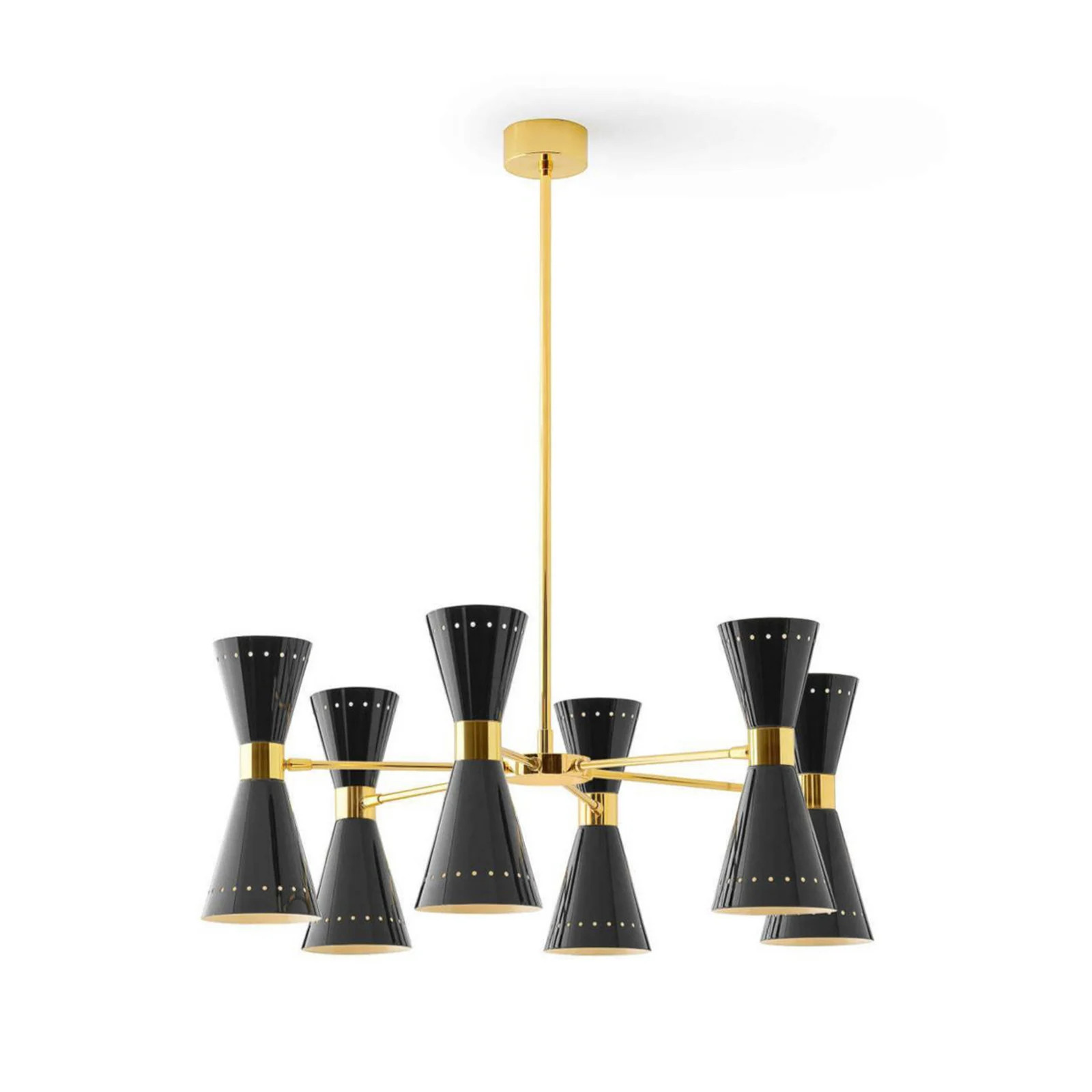 Stilnovo Megafono hanglamp, zwart, 80 cm, 12-lampen, metaal
