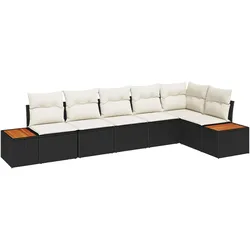 vidaXL 6-teiliges Garten Sofa Set mit Kissen in schwarzem Poly Rattan