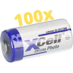 100x XCell CR123A Lithium Batterie 3V 1550 mAh – CR17345 / DL123A – Großpack