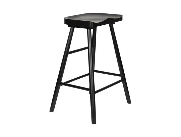 Massiver Barhocker „Vander“ aus Eichenholz Schwarz White Label by Bloomingloft