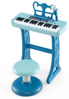 Costway Kids Piano Keyboard 37-Key Kids Toy Keyboard Piano with Microphone for 3+ Kids-Blue