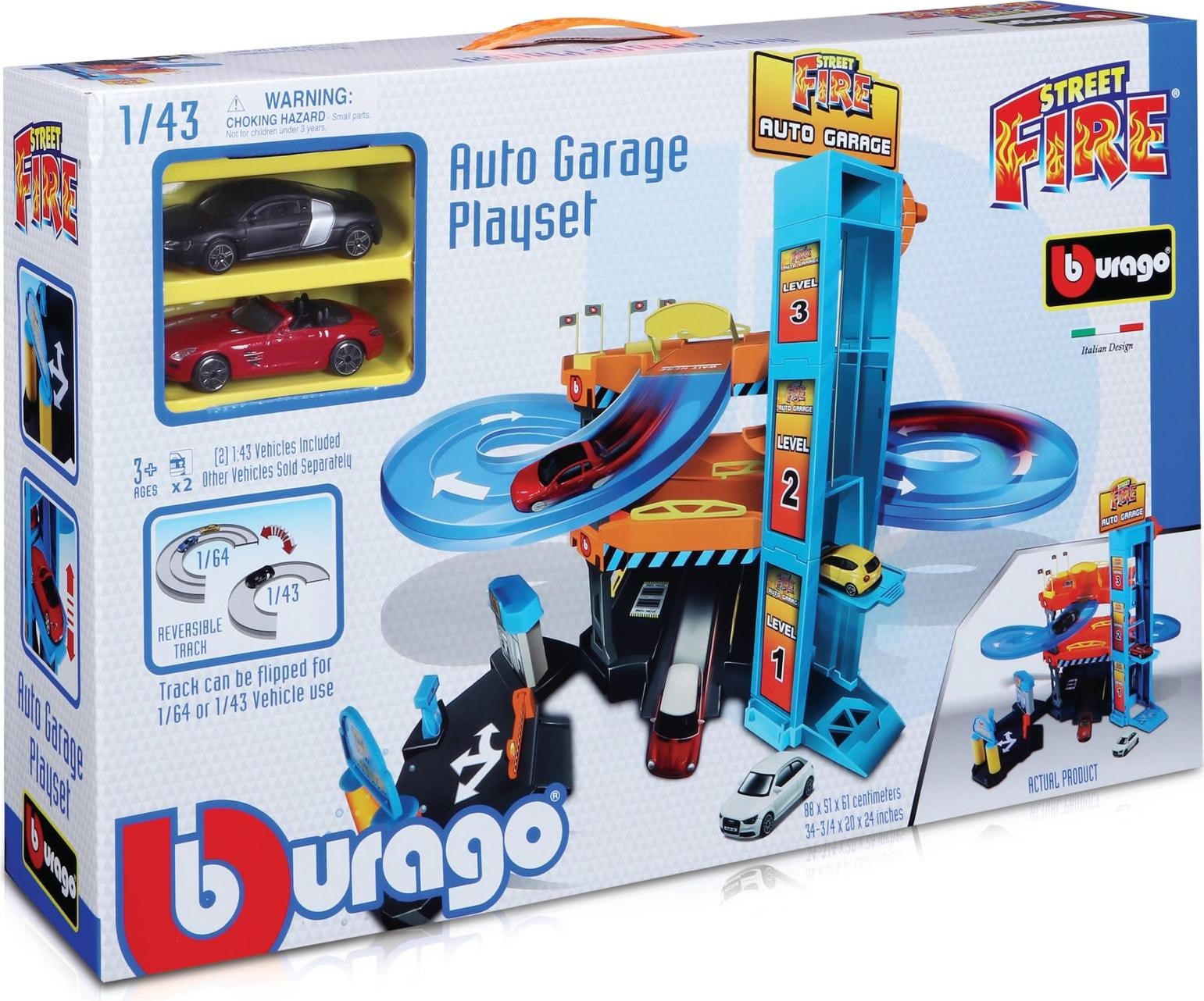 Bburago Auto Garage schaal 1:43 inclusief 2 auto's