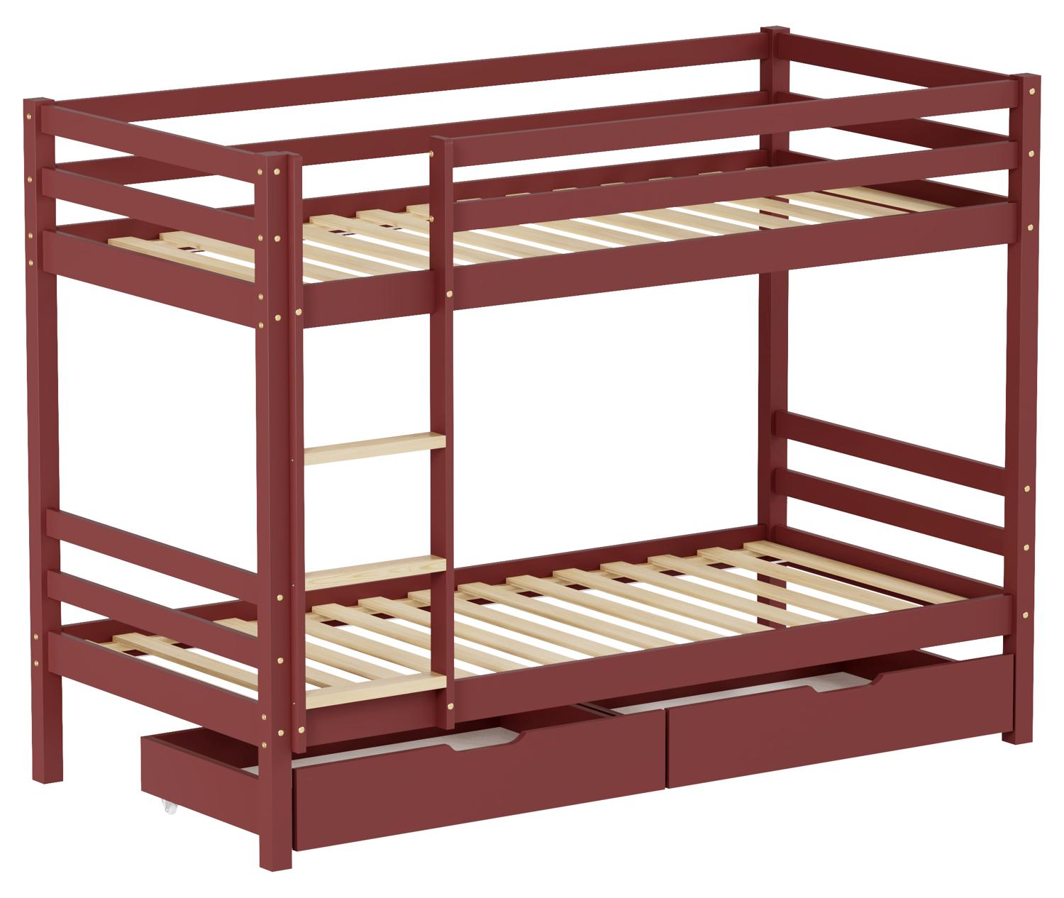 Etagenbett für Kinder 190x90cm terracotta mit Schubladen AMBRE