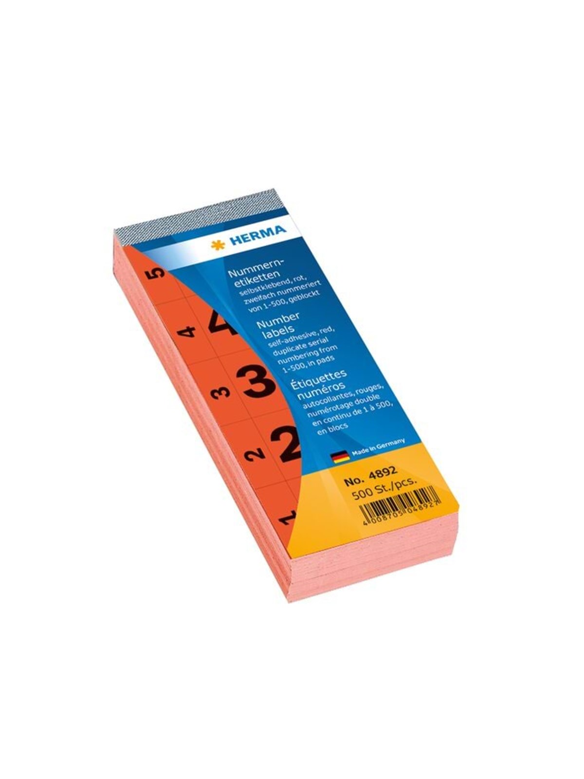 HERMA Nummernblock 1-500, rot, selbstklebend, 28 x 56 mm