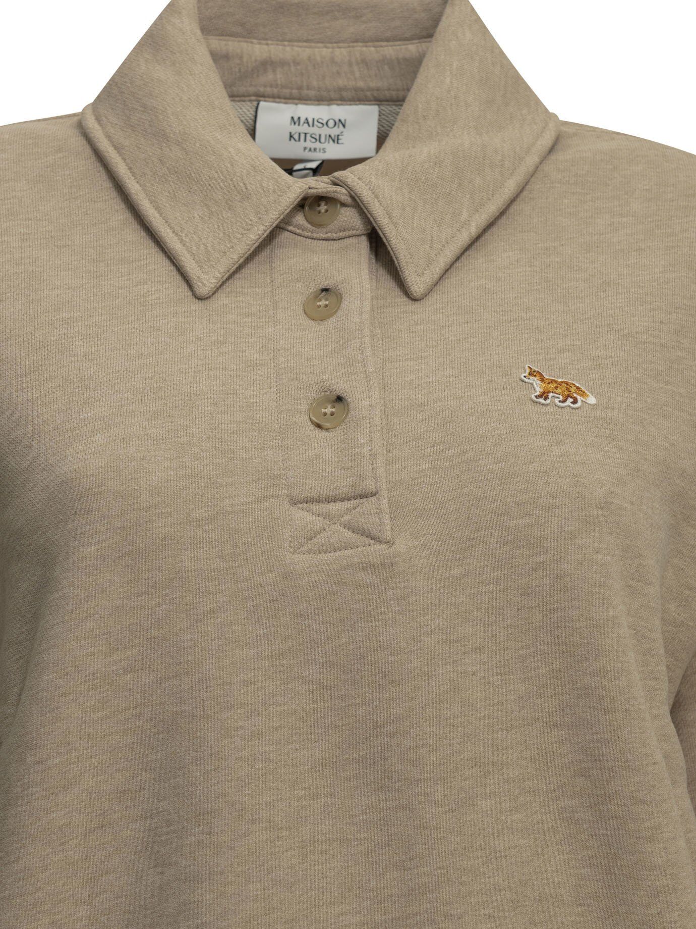 Maison Kitsuné MAISON KITSUNE sweat polo en coton femme beige Beige S