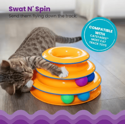 Inspire Picks Four Layer Turntable Cat Toy Interactive Intelligence Training Track Tower With Rotating Balls blue Four Layers