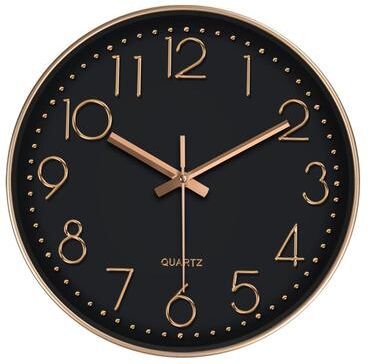 Uplift Essentials Minimalist Cubic Digital Quartz Wall Clock black Golden 12in