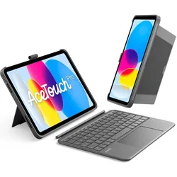 Inateck KB403-10 gray iPad-Tastaturhülle QWERTZ (DE, Inoi InoiPad), Tablet Tastatur, Grau