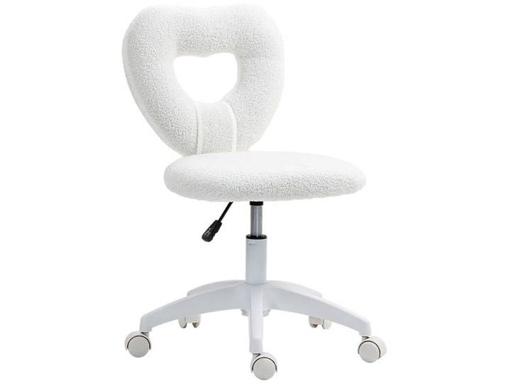Chaise de bureau blanche dossier forme cœur rembourrée design féminin chaise ordinateur pour bureau ou chambre déco
