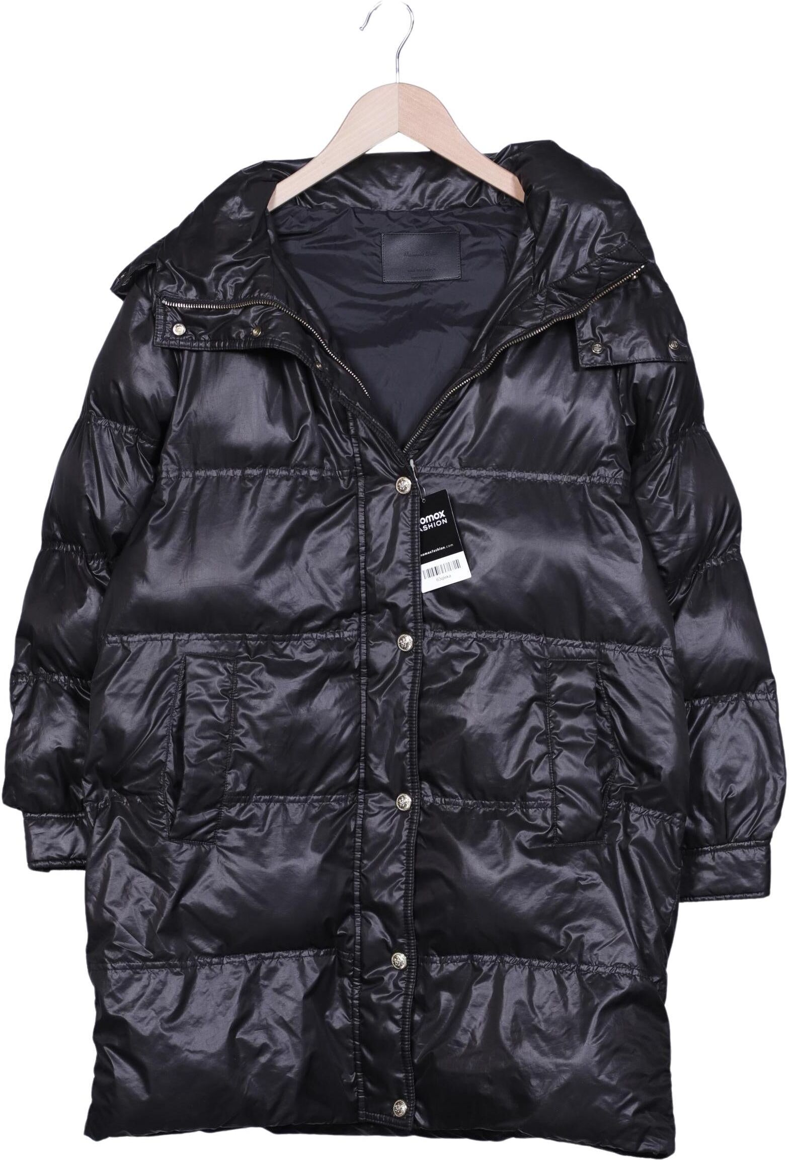 Massimo Dutti Damen Mantel, Schwarz, Gr. S, Synthetik - Second Hand