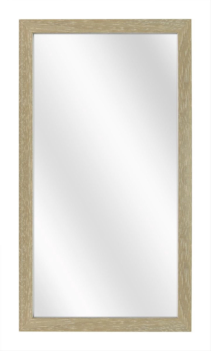 Spiegel met vlakke houten lijst in vergrijsde kleur, 20 x 50 cm