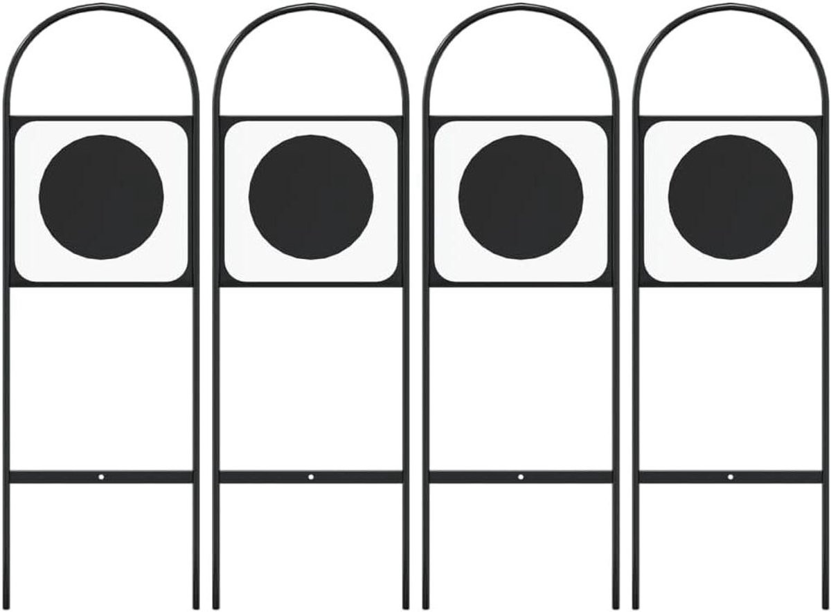 Set van 4 Dressuurletters met stevig stalen frame voor paardrijden trainingen - Zwart