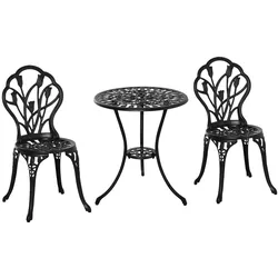GARTENMÖBEL Set, Aluminium, Schwarz