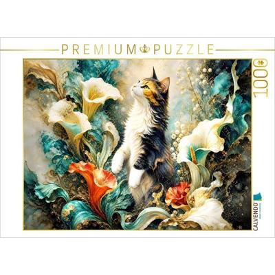 CALVENDO Puzzle Samtpfote auf Samtblüten | 1000 Teile Lege-Größe 64 × 48 cm Foto-Puzzle für glückliche Stunden