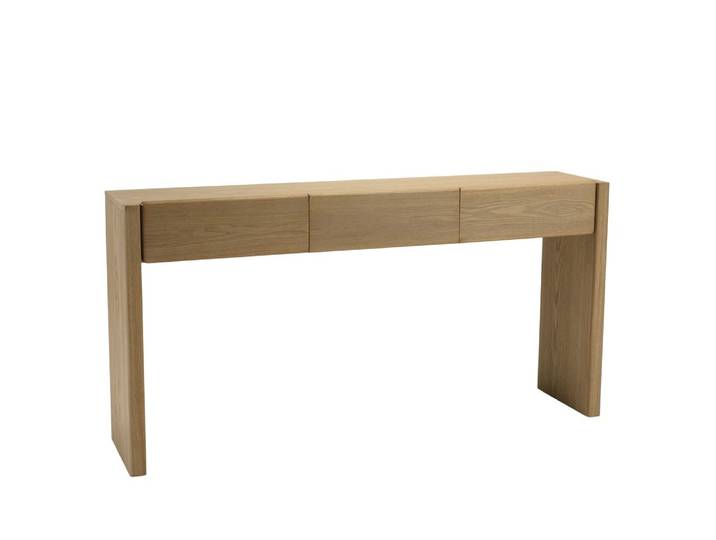 Console couleur naturelle 3 tiroirs design arrondi