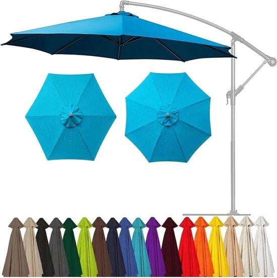 Vervangend Parasoldoek in Meer Blauw met 8 Ribben en 2.15m Diameter