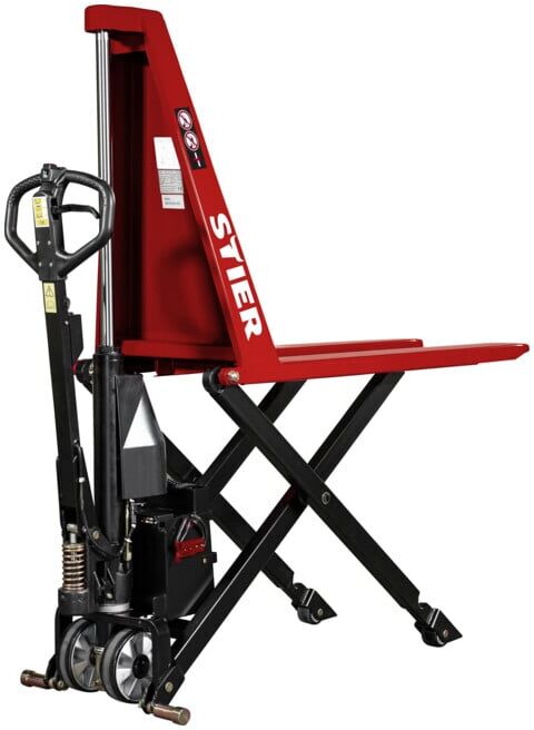 Transpalette semi-électrique à pantographe STIER EZX-10, capacité de charge 1 000 kg, longueur de fourche 1 170 mm (904273)