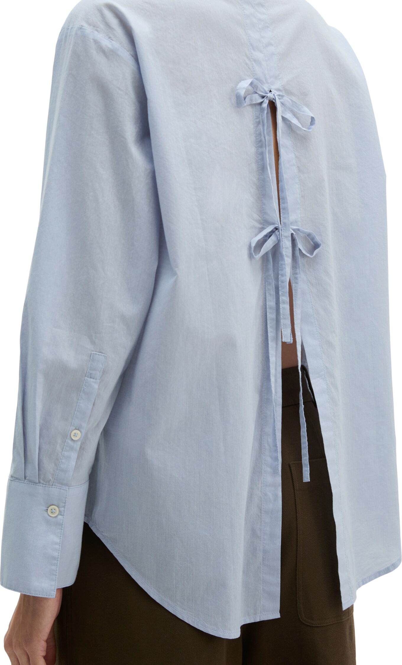 Marc O' Polo Langarmbluse MARC O'POLO, Damen, Gr. 36, blau (morning blau), Web, Obermaterial: 100% Baumwolle, regular fit normal, lange Manschette, Blusen Langarmbluse, mit Schleifchen-Detail regular aus Baumwoll-Chambray morning blau 36