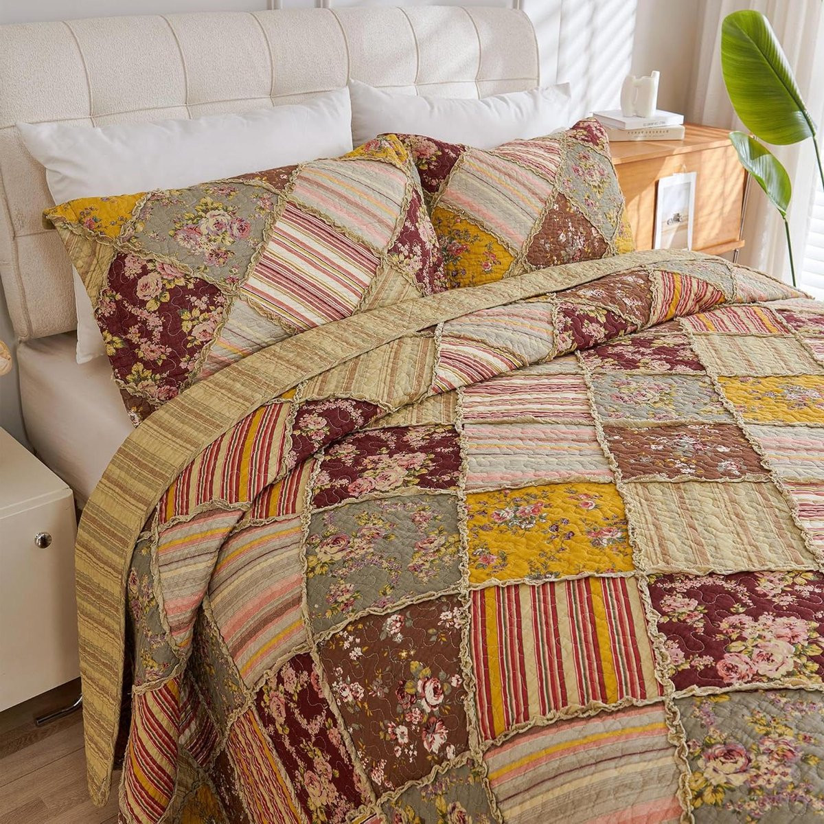 Patchwork Quiltset Meerkleurig - Omkeerbaar Ontwerp - Queen 234 x 244 cm